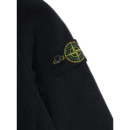 Black Hoodie with fixed hood and logo patch on the sleeve in cotton boy