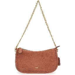 Waverly Brown Crossbody bag with embossed logo on the front in Suede for Women