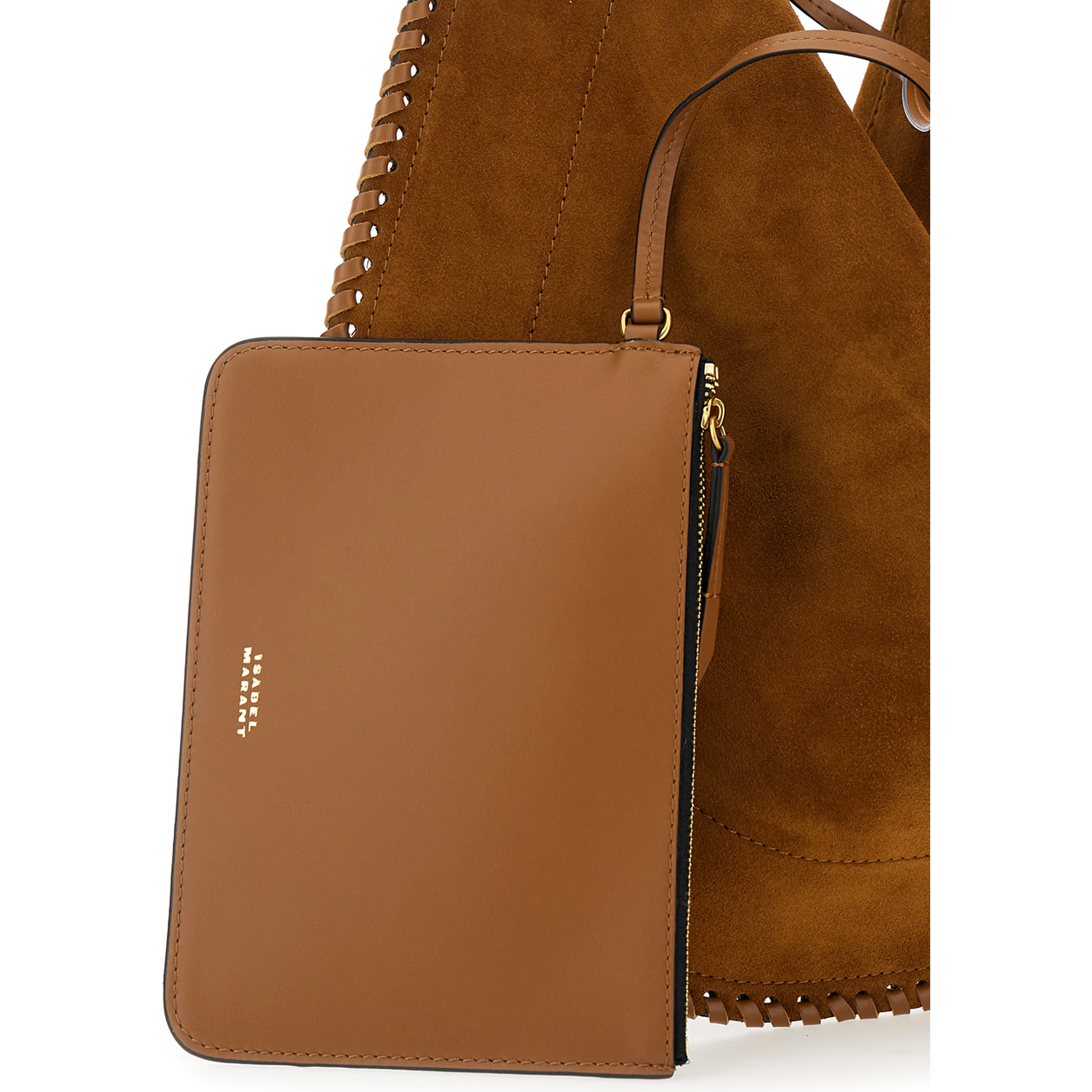 Crossbody bag Oskan Hobo with Removable Pouch in Brown Suede for Women