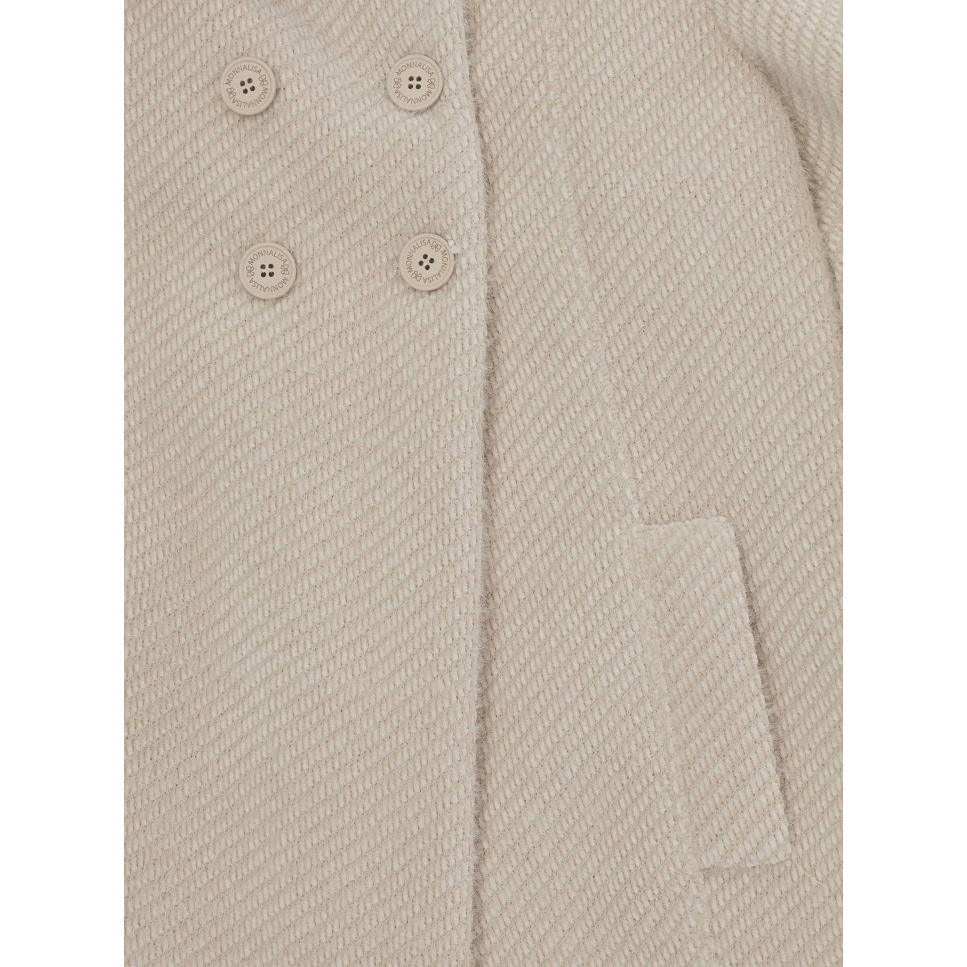 white Double-breasted coat with classic collar in fabric for women