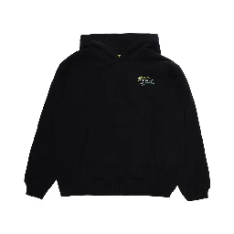 black sweatshirt with fixed hood and logo on the front and back in cotton boy