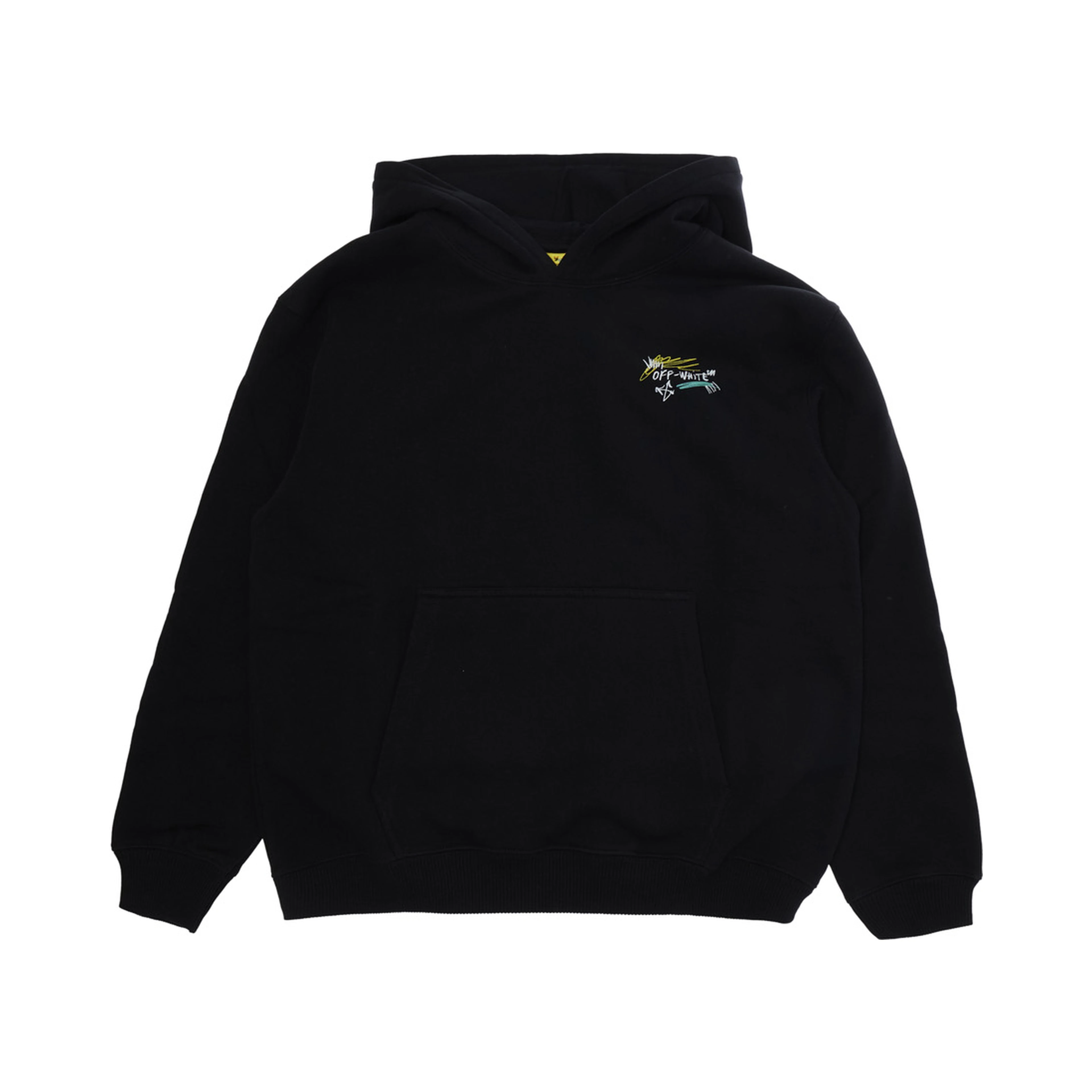 black sweatshirt with fixed hood and logo on the front and back in cotton boy