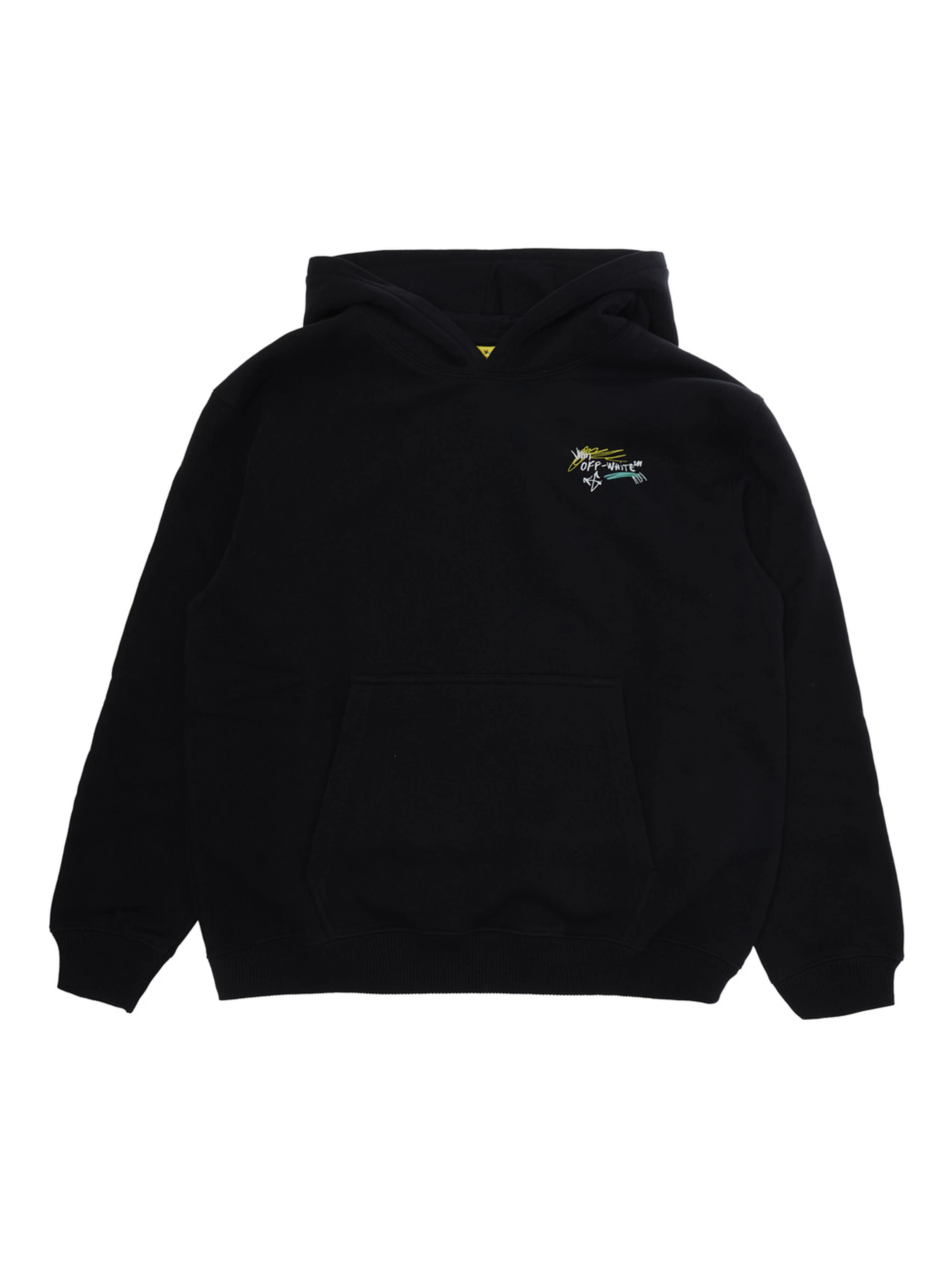 black sweatshirt with fixed hood and logo on the front and back in cotton boy