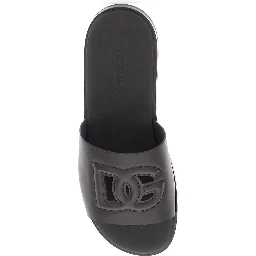 Brown Sandals with Cut-Out with Logo on the Front in Leather for Men