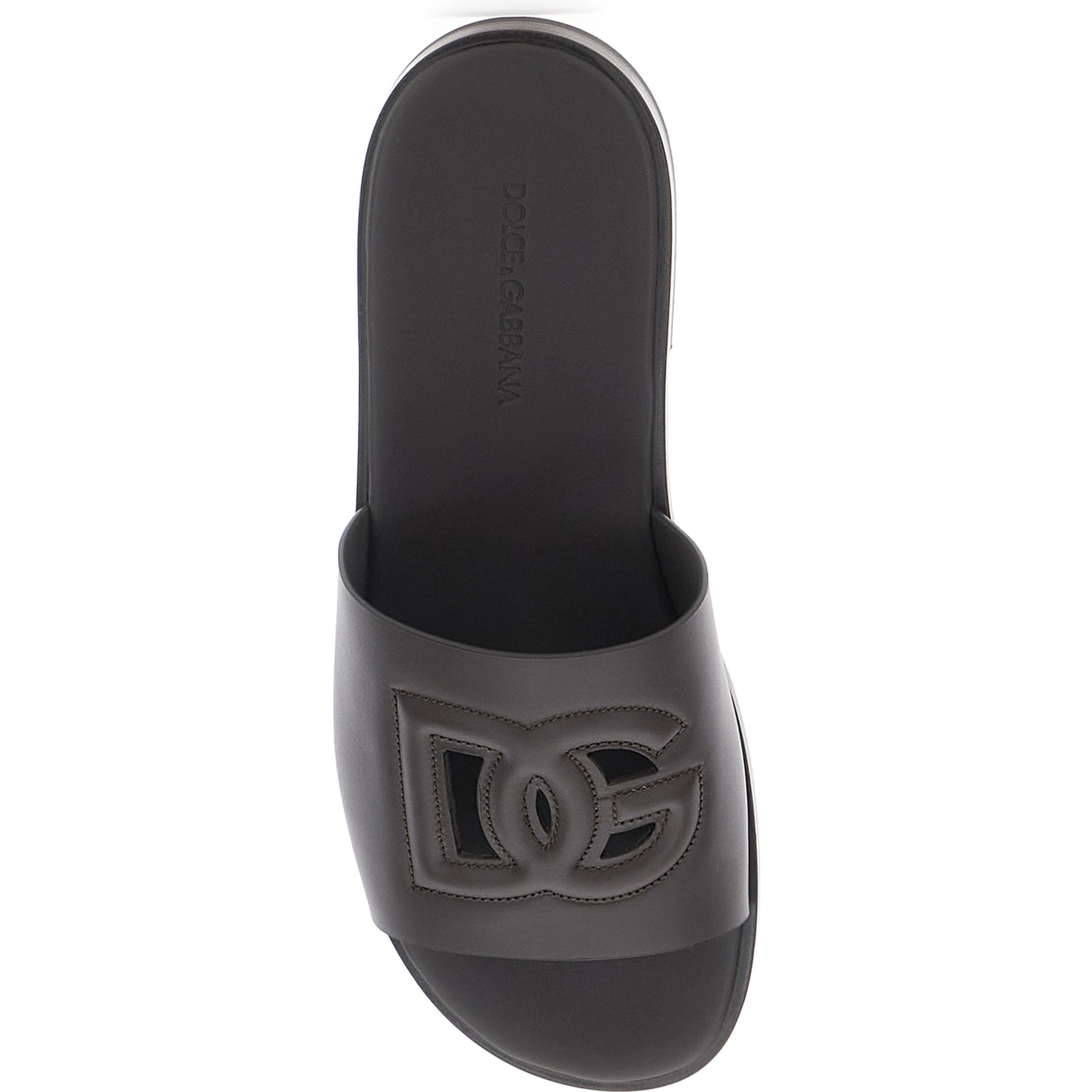 Brown Sandals with Cut-Out with Logo on the Front in Leather for Men
