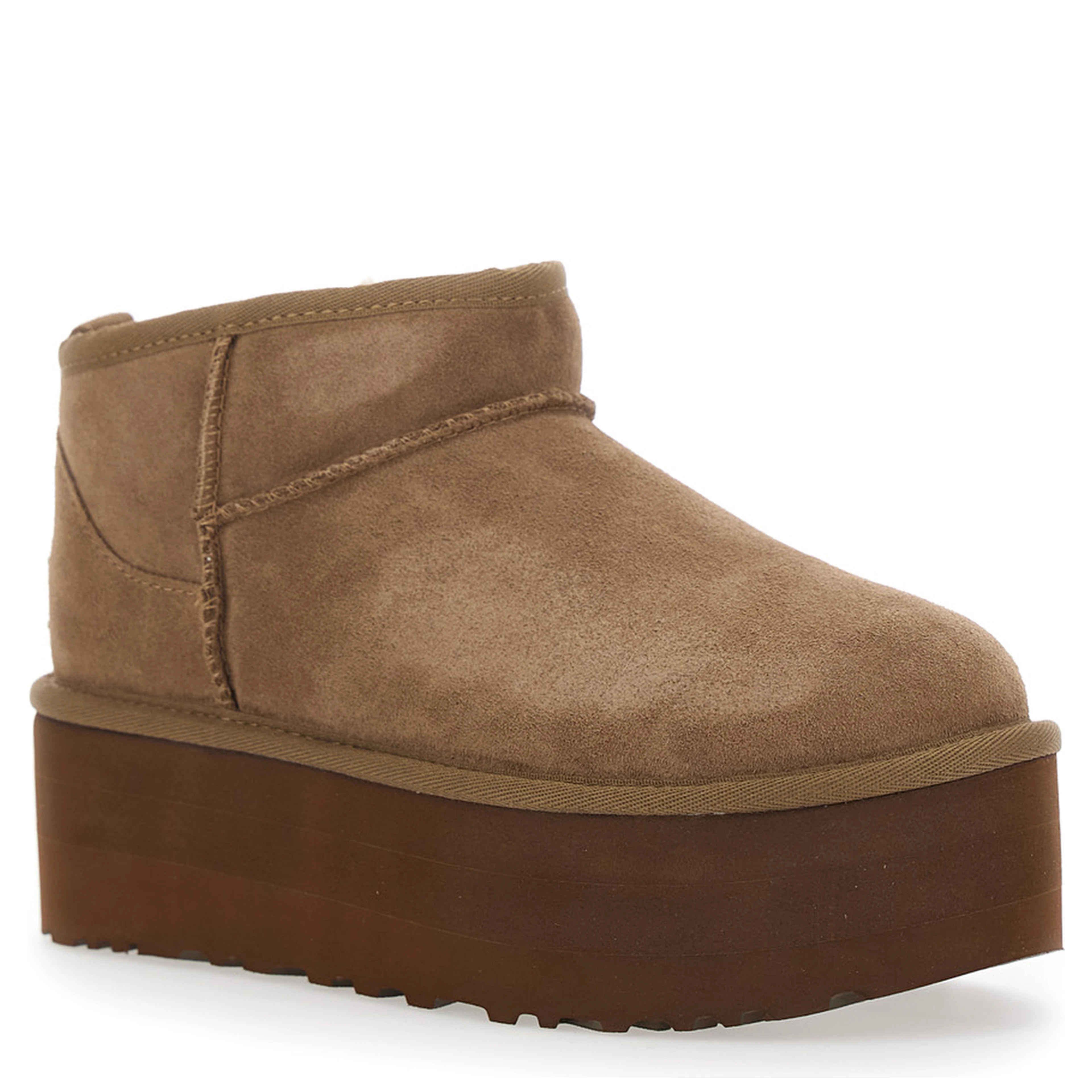 W CLASSIC ULTRA MINI PLATFORM with flat sole and leather lining Brown Woman
