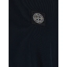blue Crew neck t-shirt with logo patch on the front in cotton for men