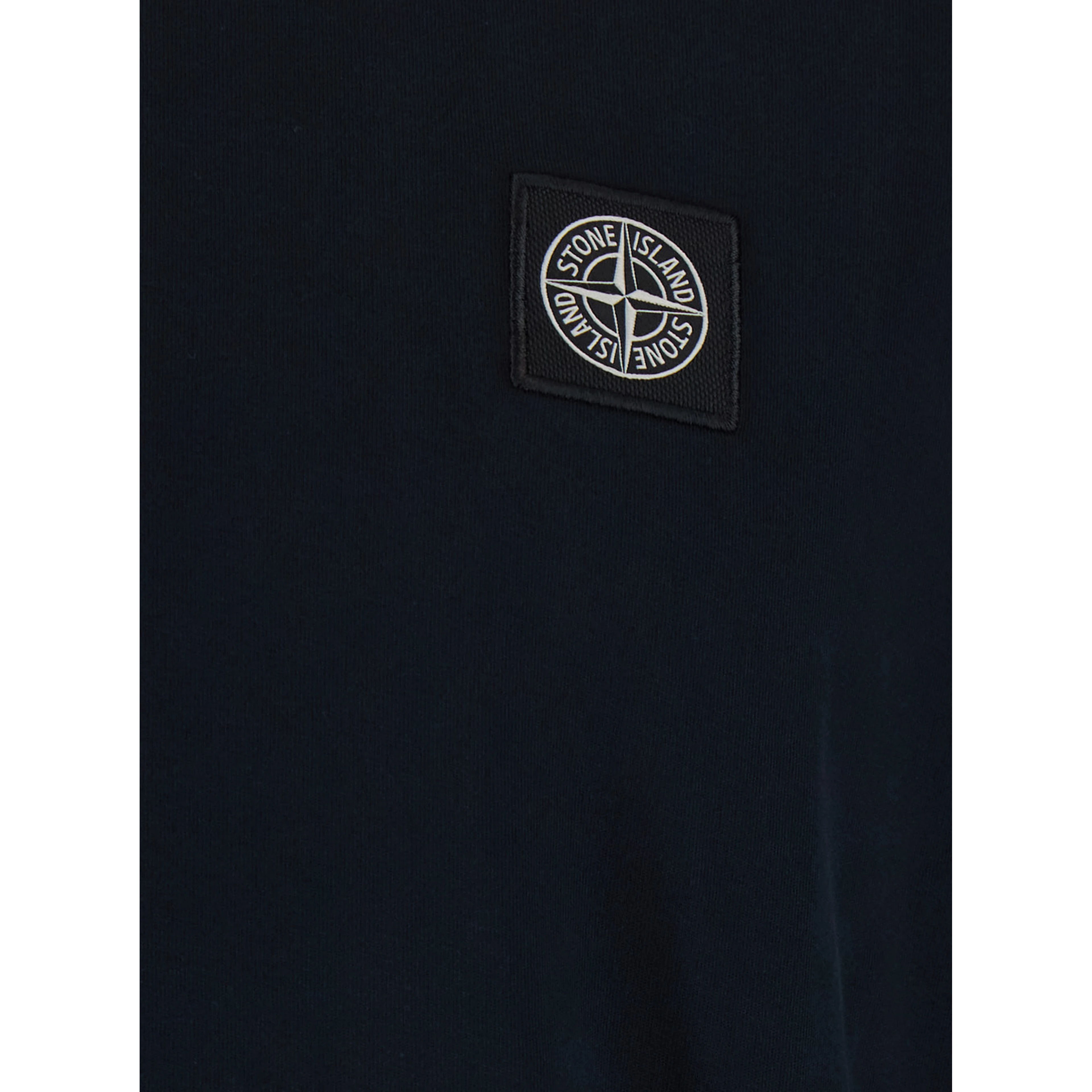 blue Crew neck t-shirt with logo patch on the front in cotton for men