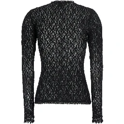 Brany black top with all-over lace trim in cotton blend for women