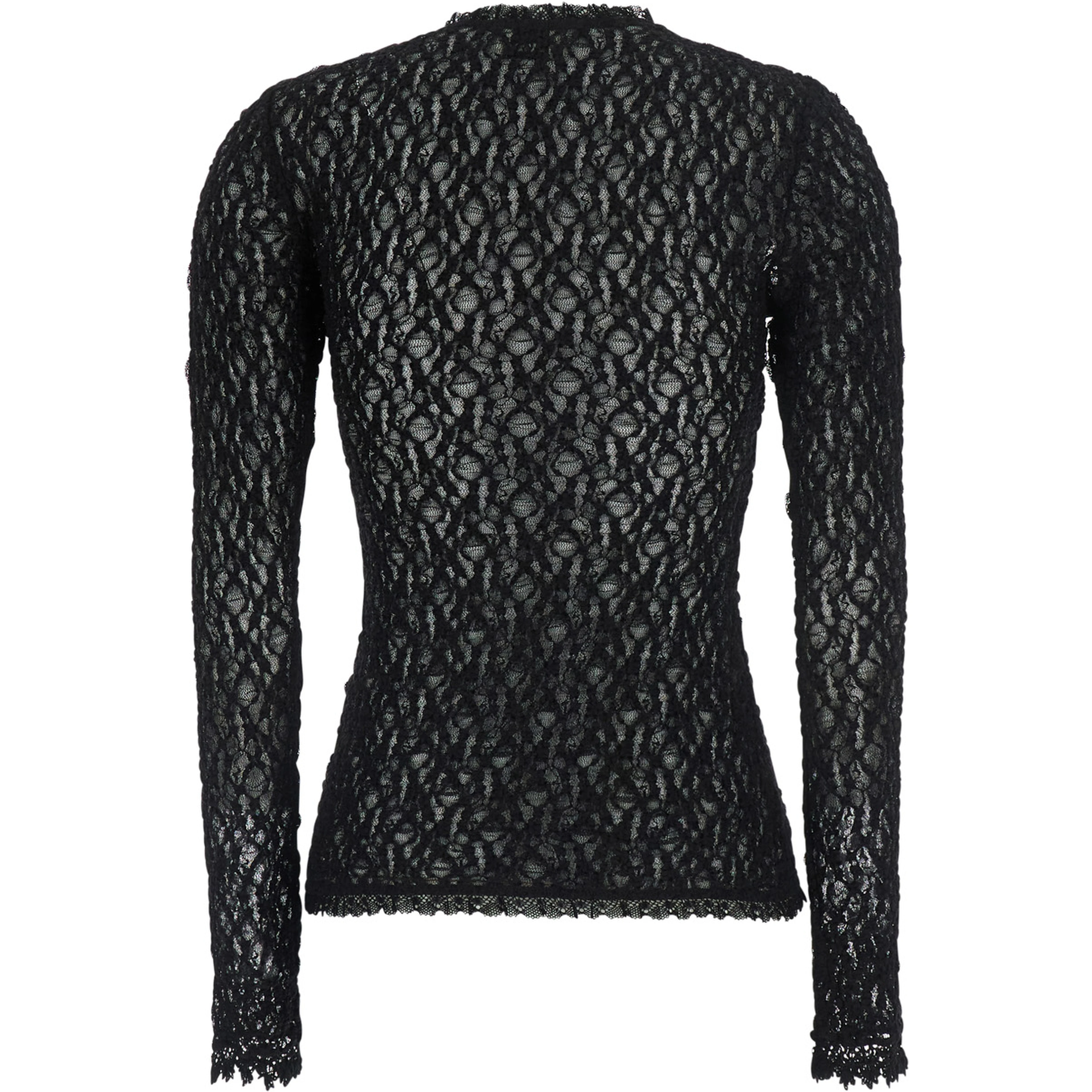 Brany black top with all-over lace trim in cotton blend for women