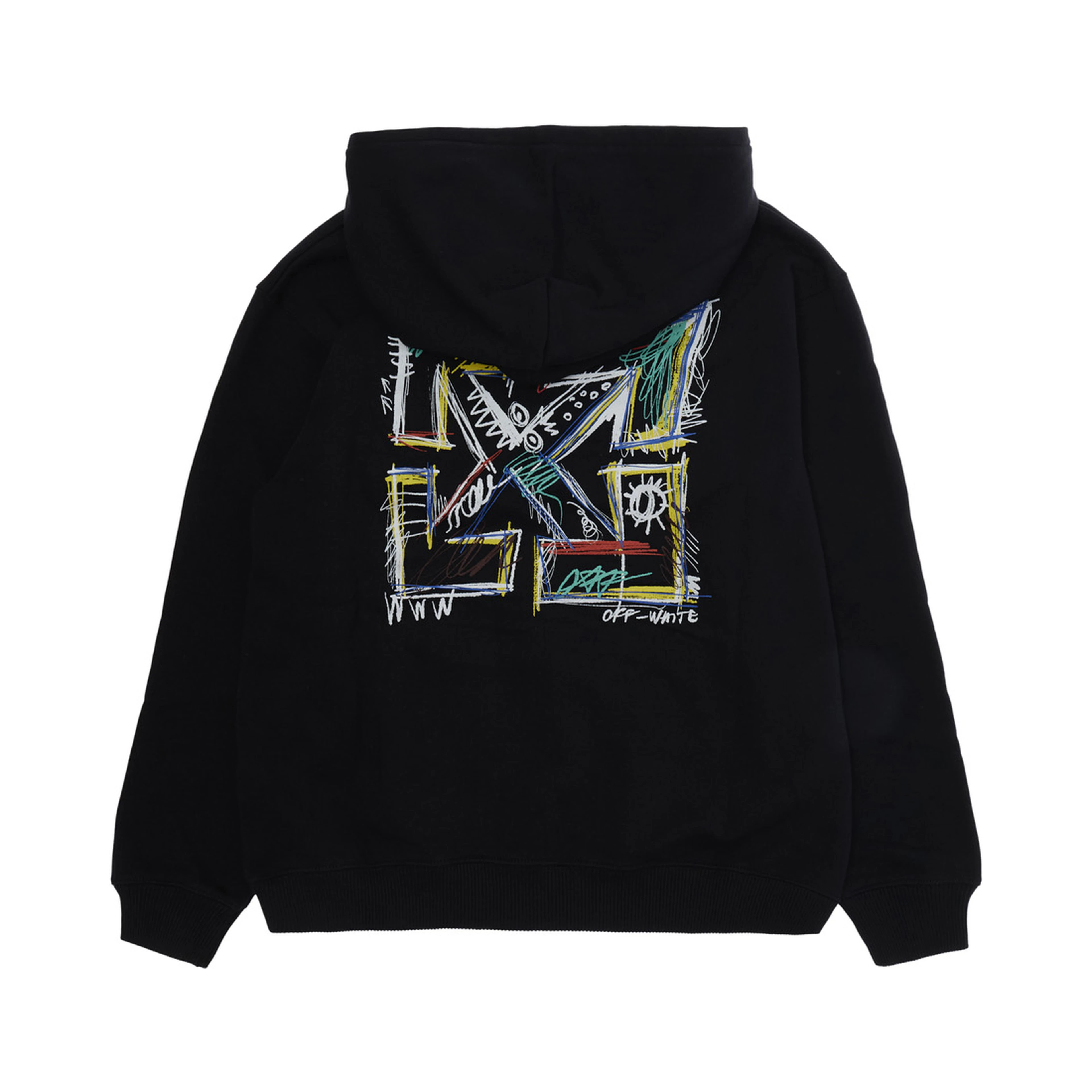 black sweatshirt with fixed hood and logo on the front and back in cotton boy