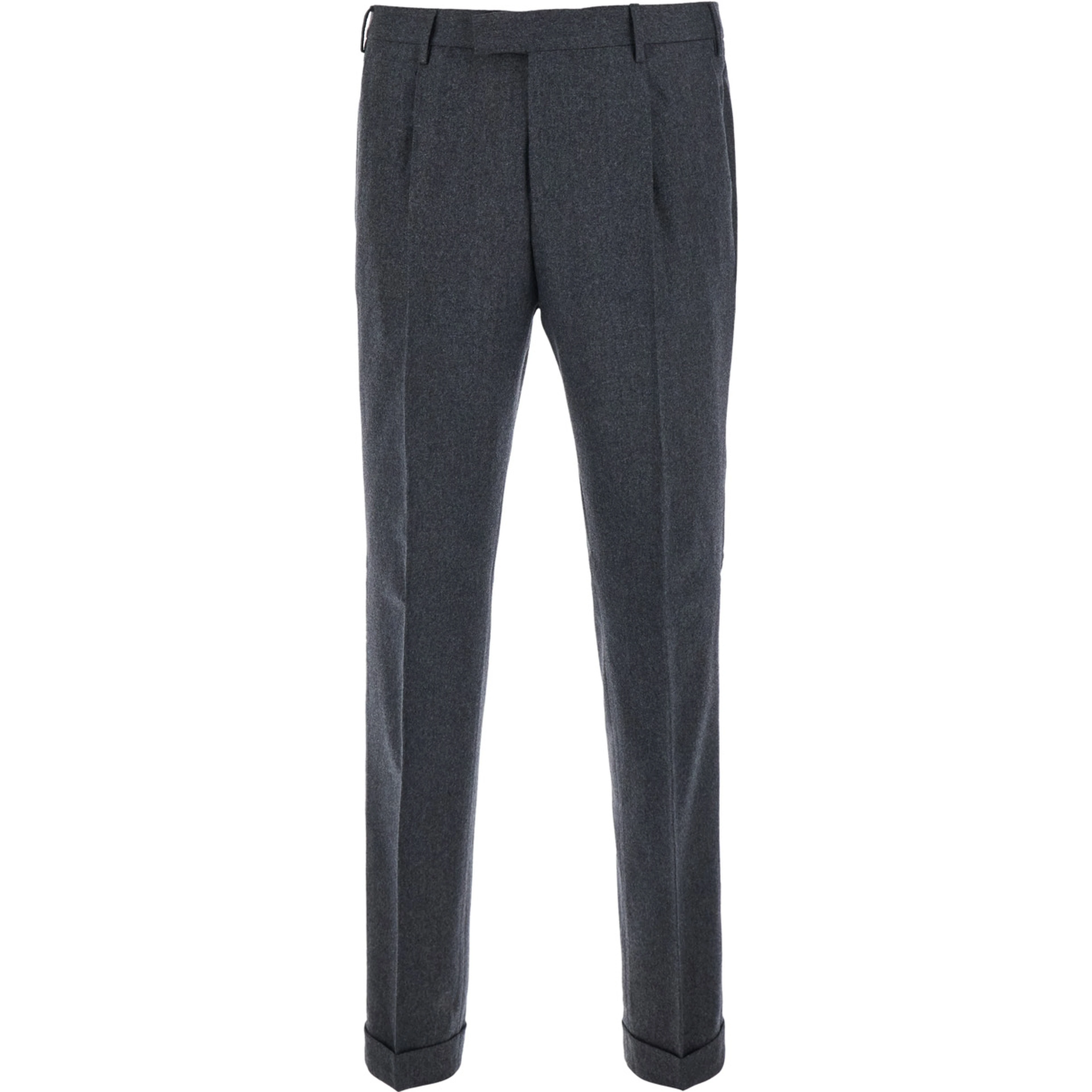 Gray Pants with Single Pleat on Front in Blend Wool for Men
