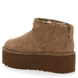 W CLASSIC ULTRA MINI PLATFORM with flat sole and leather lining Brown Woman