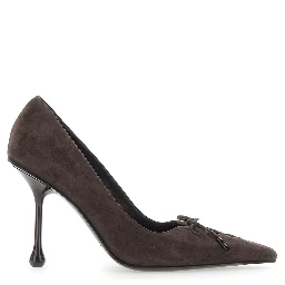 Scarlett brown Pumps with pointed design and lace-up closure in suede women