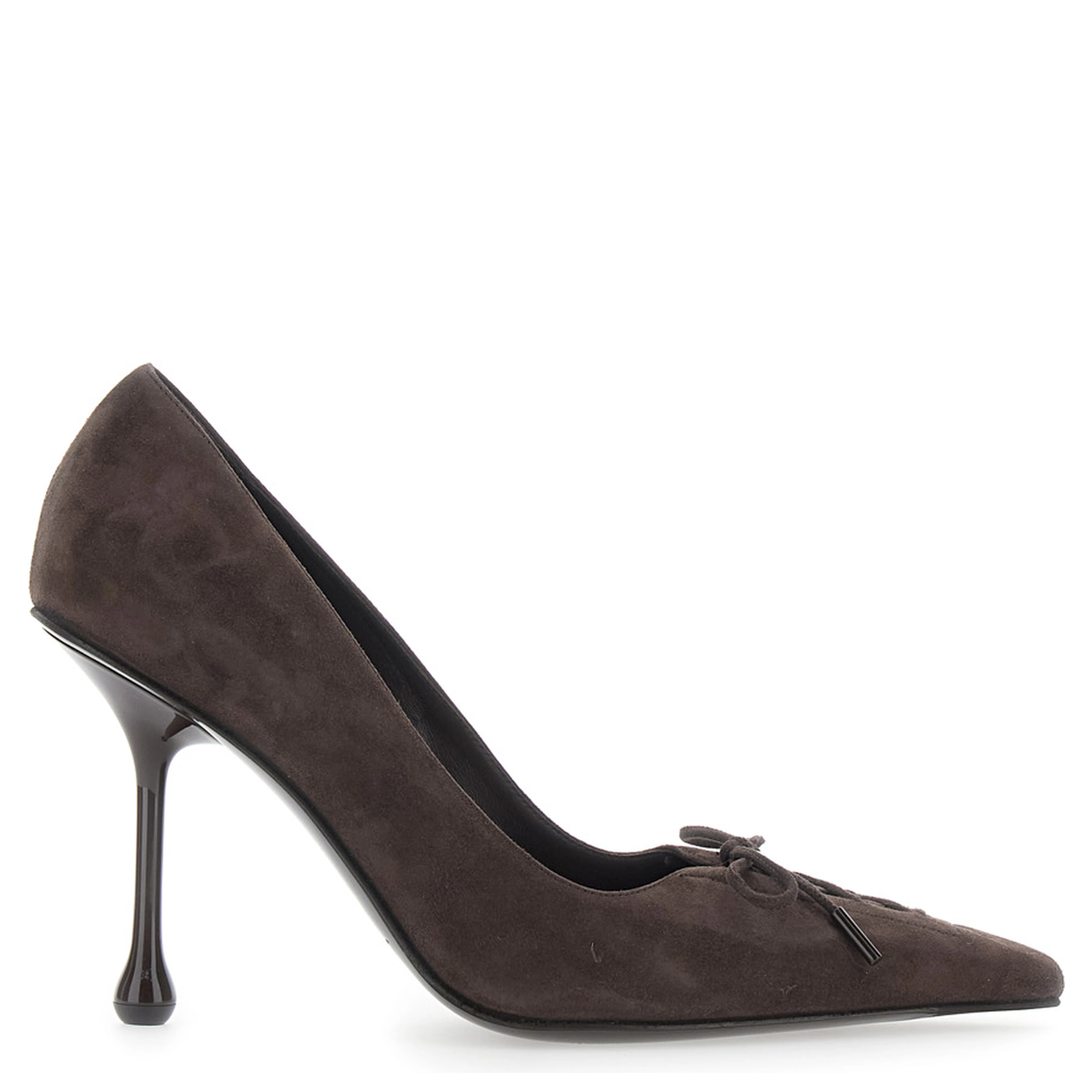 Scarlett brown Pumps with pointed design and lace-up closure in suede women