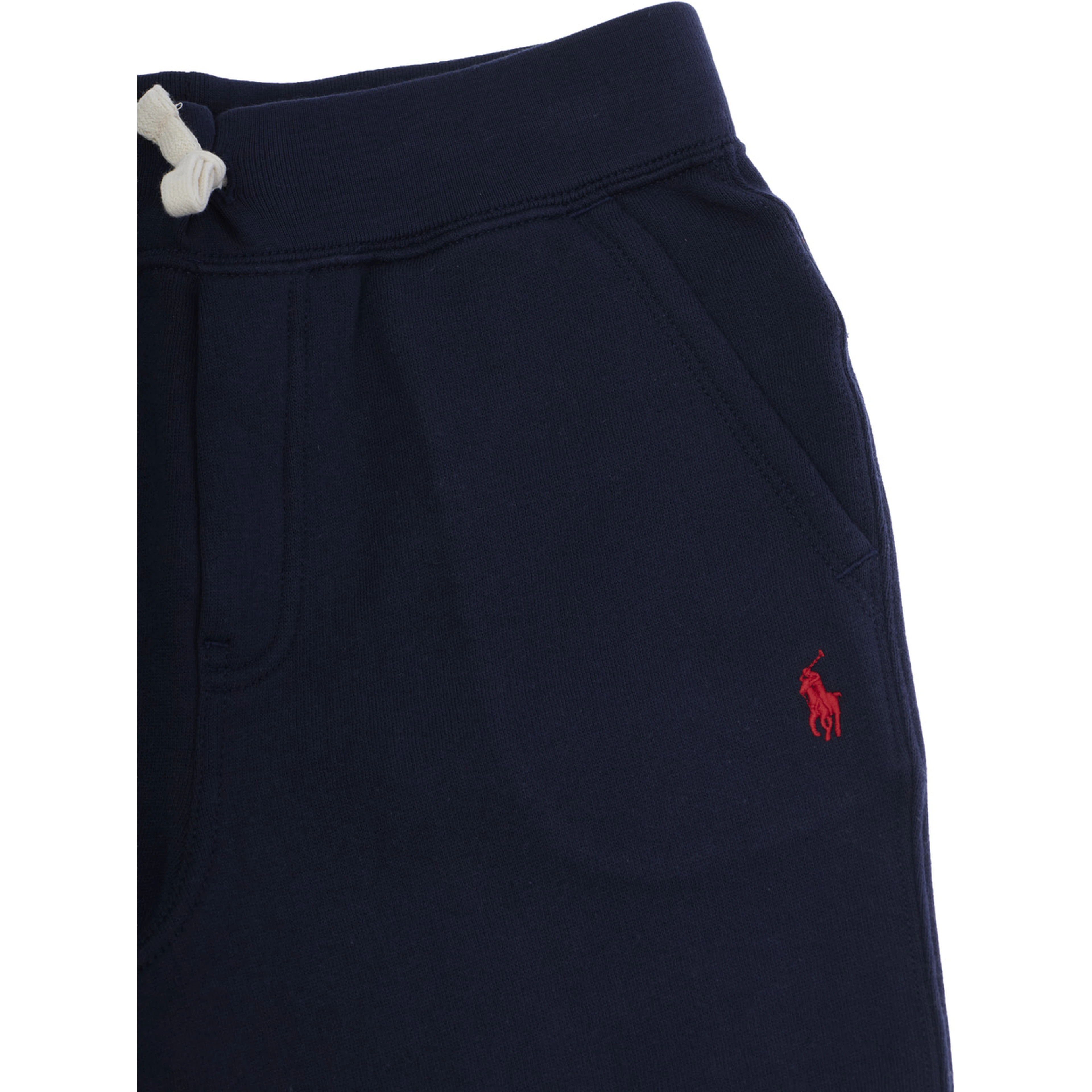 Blue Pants with Elastic Waist and Pony Logo on the Front in Cotton Boy