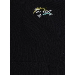 black sweatshirt with fixed hood and logo on the front and back in cotton boy