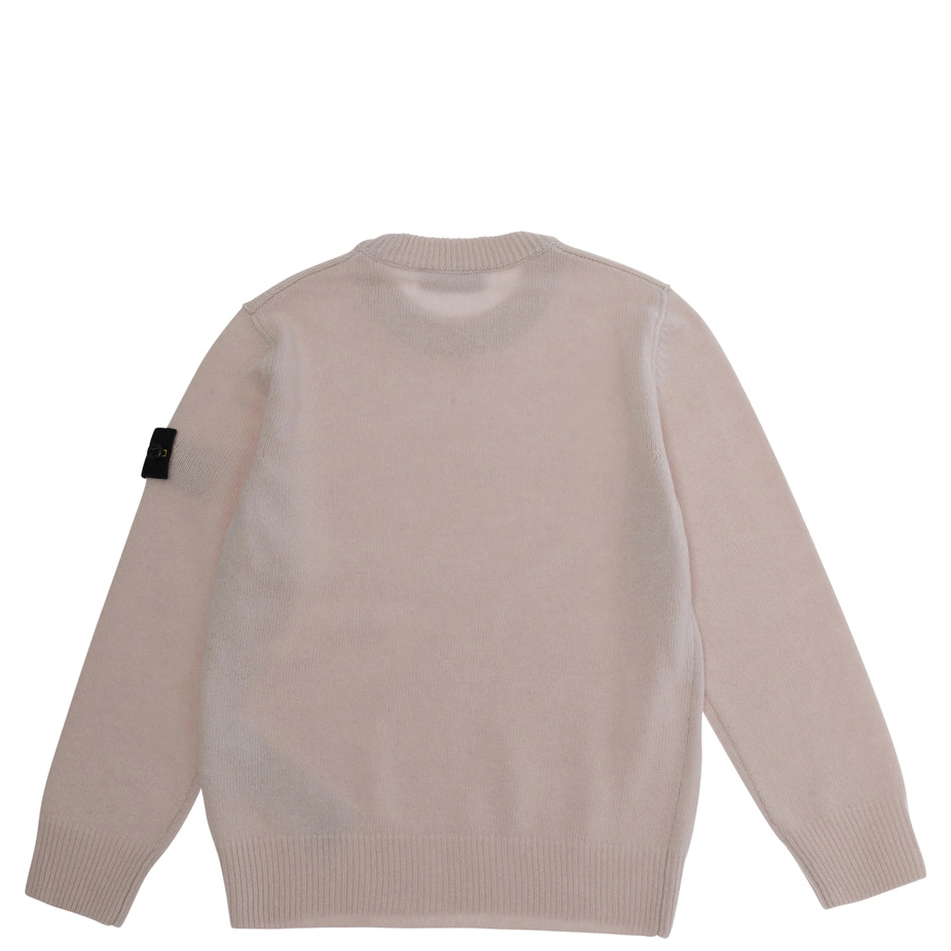 Pink Crew Neck Sweater with Logo Patch on Sleeve in Wool Boy