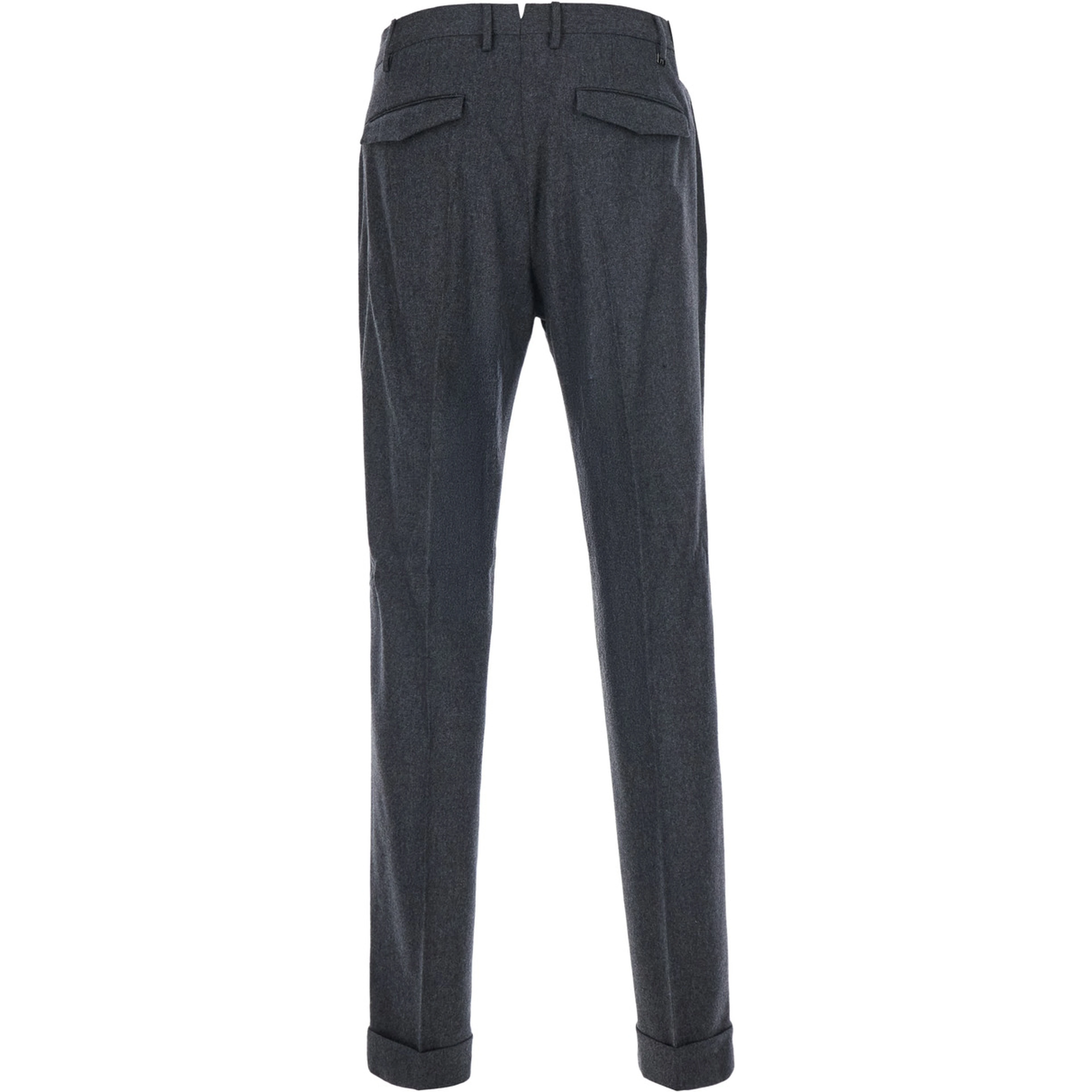 Gray Pants with Single Pleat on Front in Blend Wool for Men