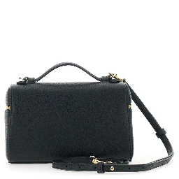 Crossbody bag Romy with Adjustable and Removable Strap and Logo Lettering on the Front in Black Leather for Women