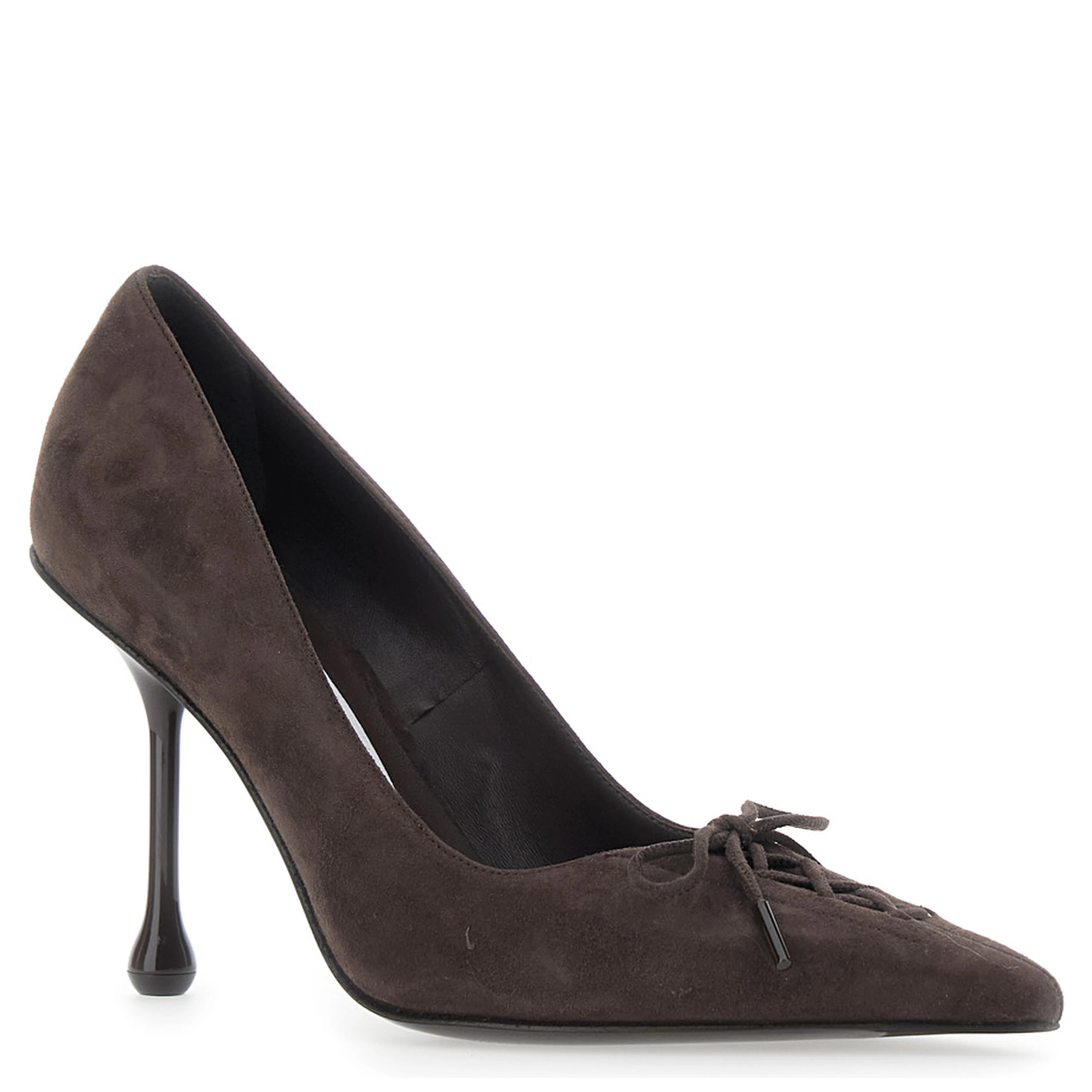 Scarlett brown Pumps with pointed design and lace-up closure in suede women