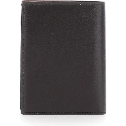 Brown Cardholder with logo lettering on the front in leather for men