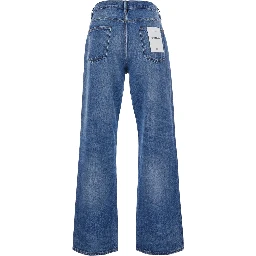 Blue Jeans with Faded Design and Wide Leg in Denim for Men