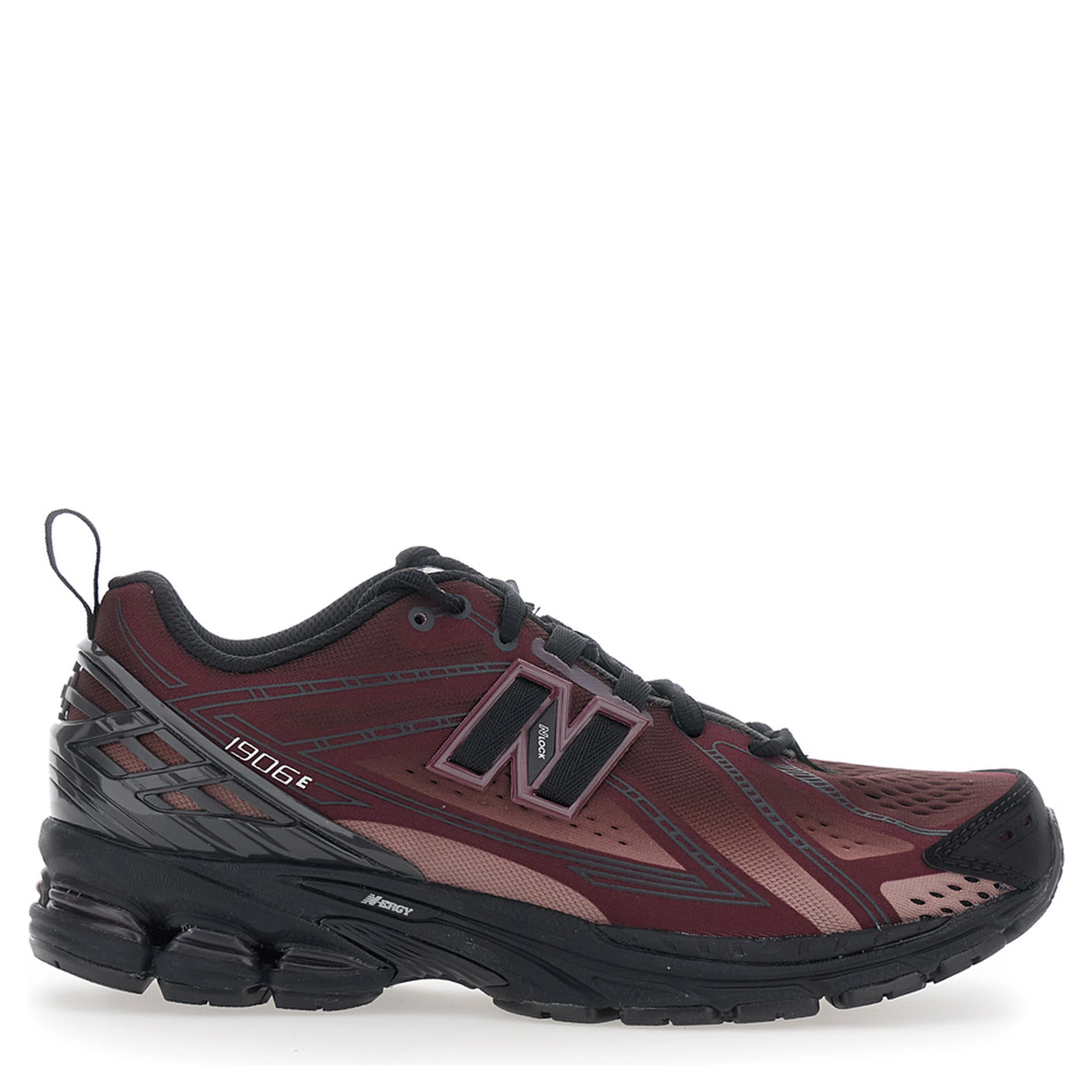 1906E Bordeaux Low Top Sneakers with Logo Patch on the Side in Leather and Fabric Unisex