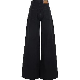 Lemony Black Jeans with Logo Patch on the Back in Denim for Women