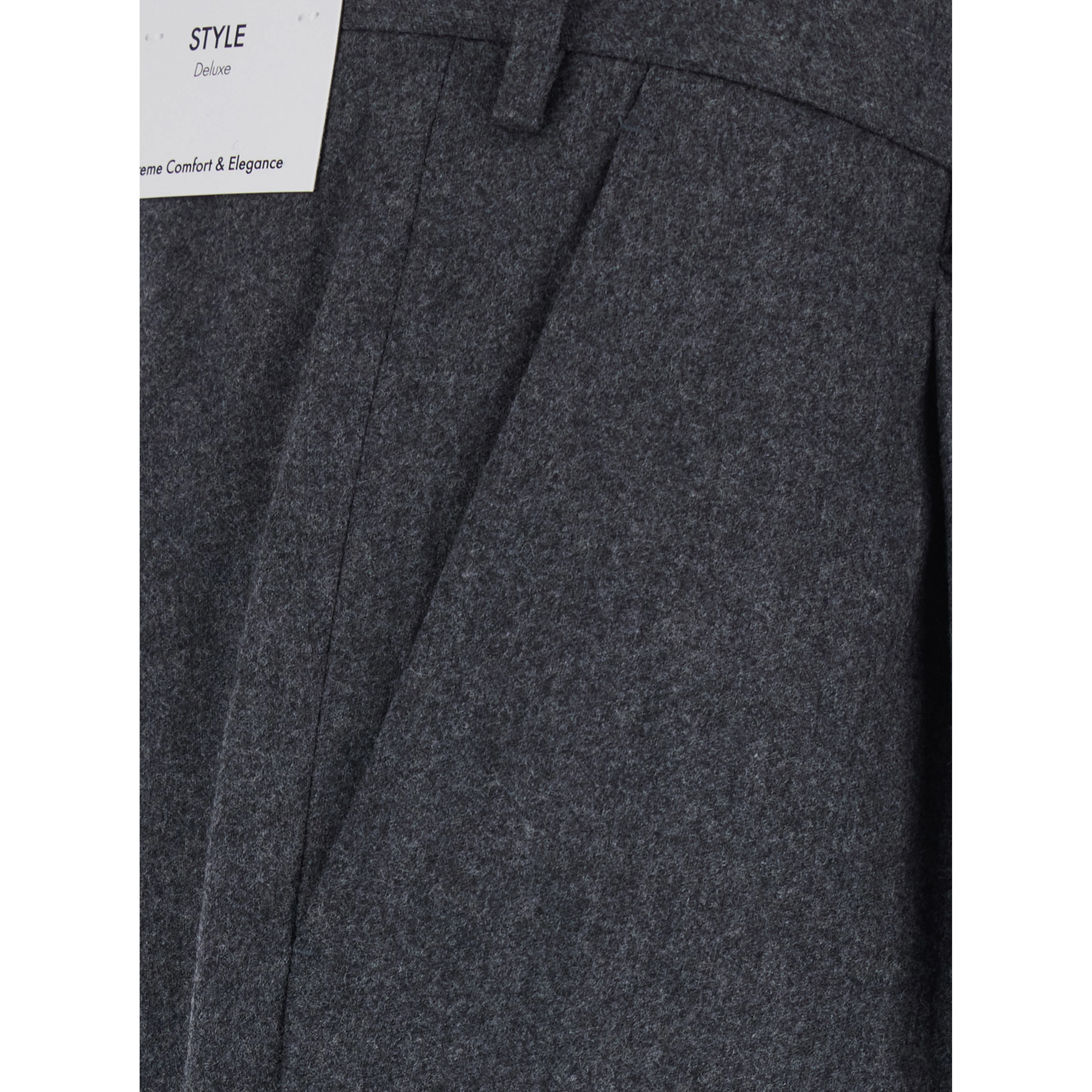 Gray Pants with Single Pleat on Front in Blend Wool for Men