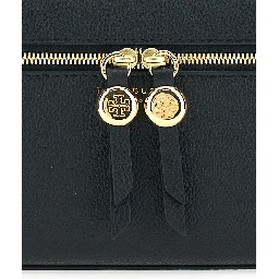 Crossbody bag Romy with Adjustable and Removable Strap and Logo Lettering on the Front in Black Leather for Women