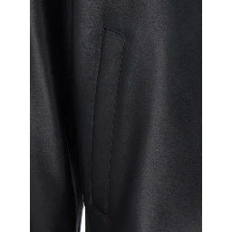 Black Jacket with classic collar and zip closure on the front in leather for men