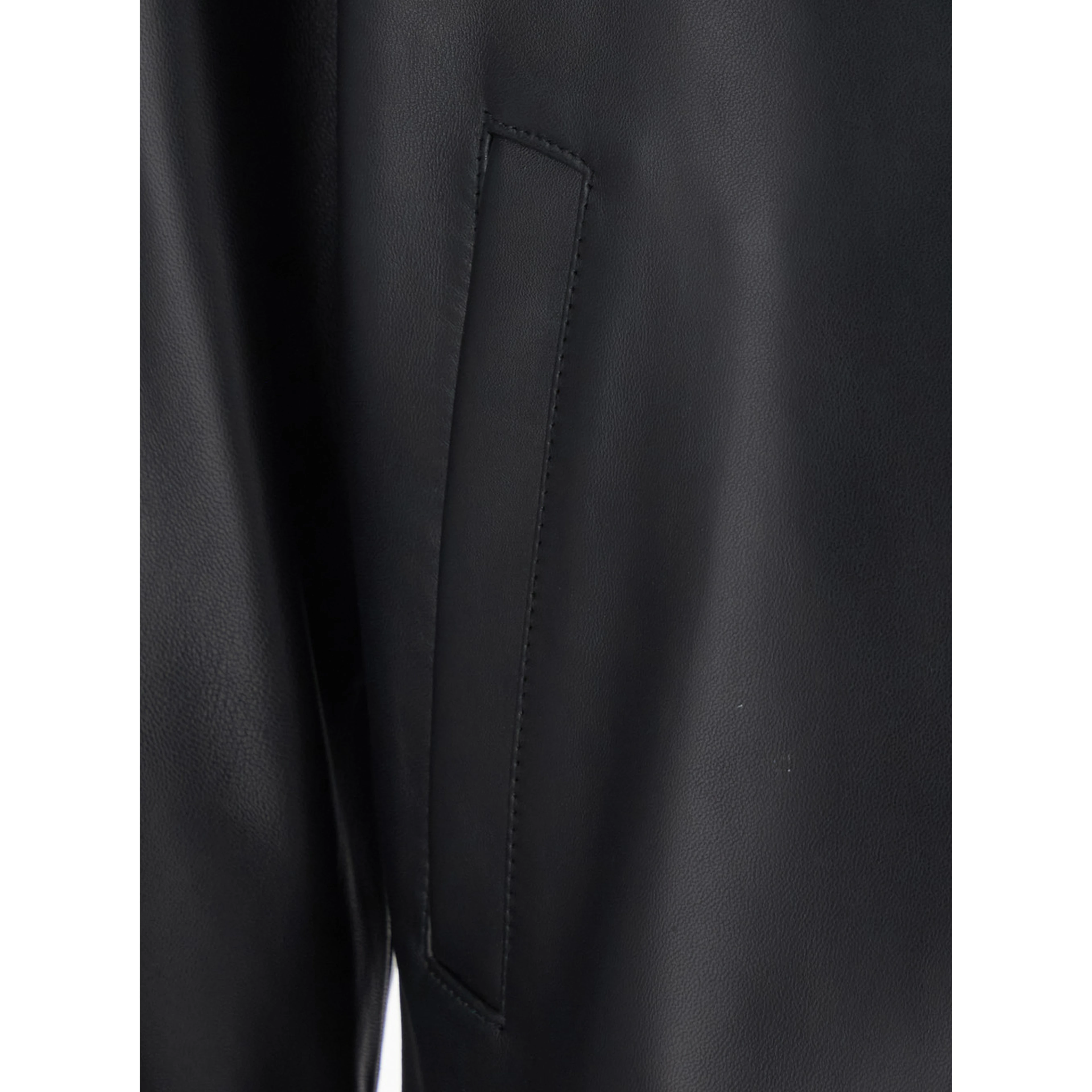 Black Jacket with classic collar and zip closure on the front in leather for men