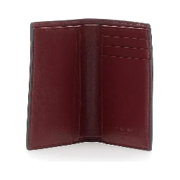 Brown Cardholder with logo lettering on the front in leather for men