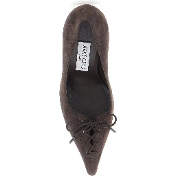 Scarlett brown Pumps with pointed design and lace-up closure in suede women