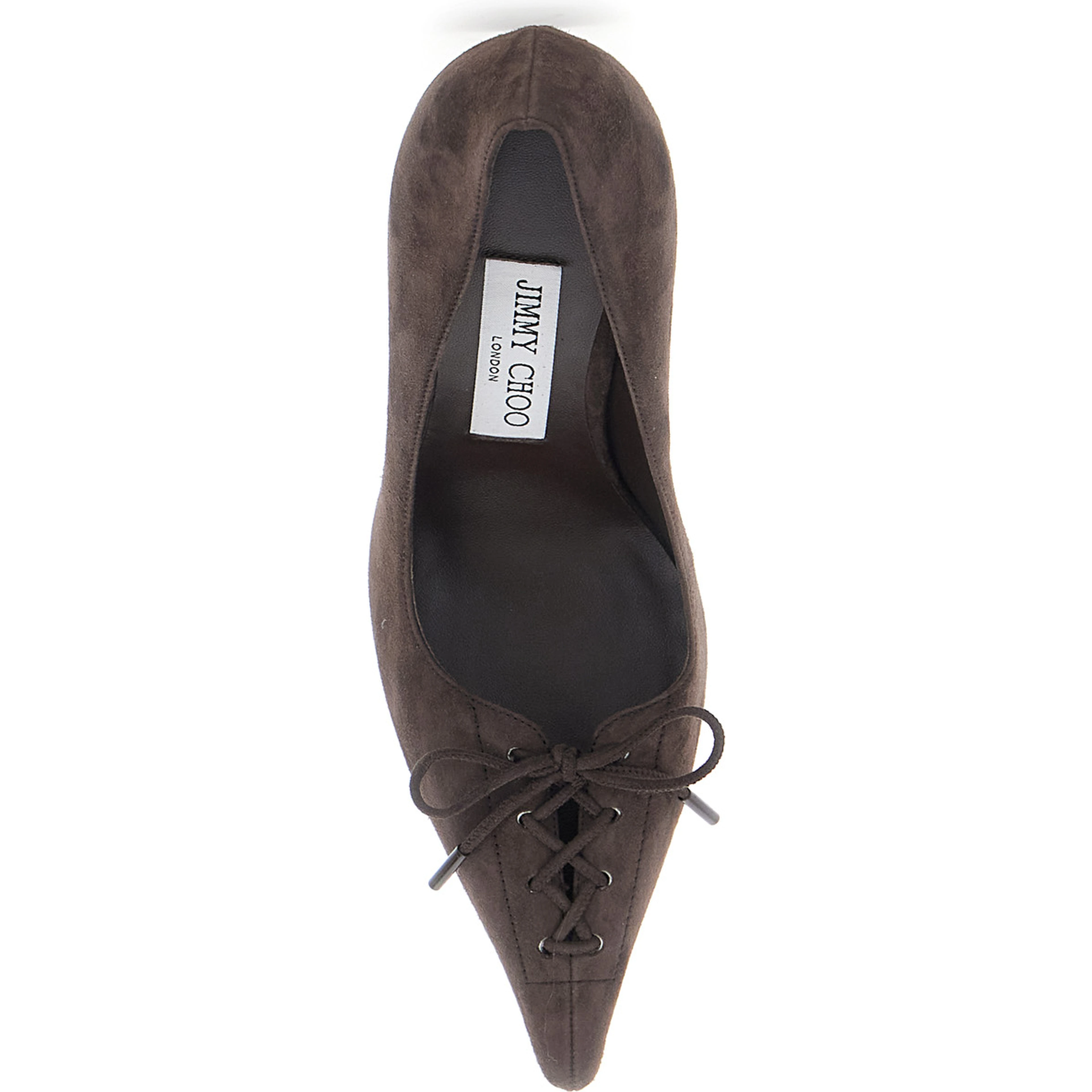 Scarlett brown Pumps with pointed design and lace-up closure in suede women