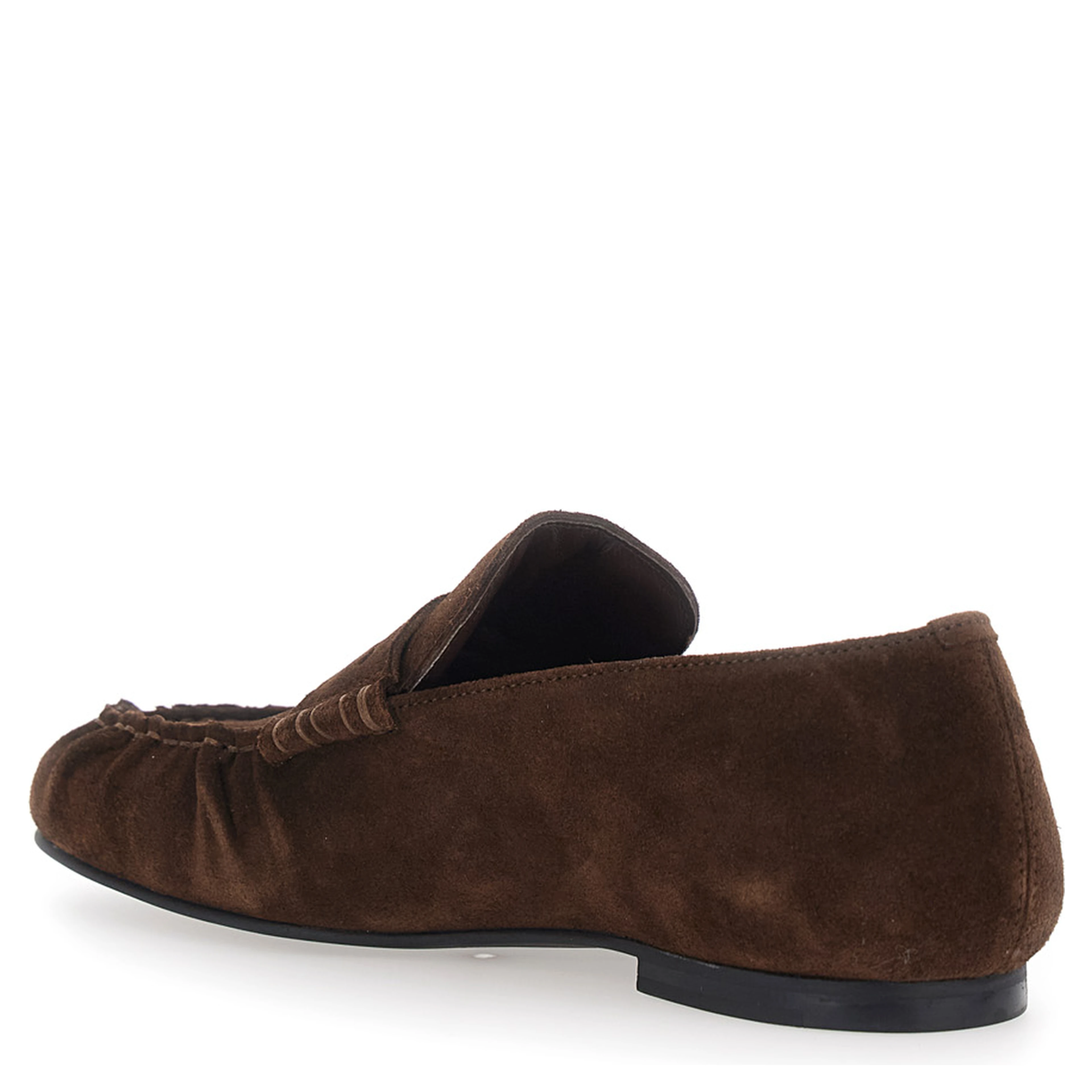 AVEN brown Loafers with gathered toe in suede for men