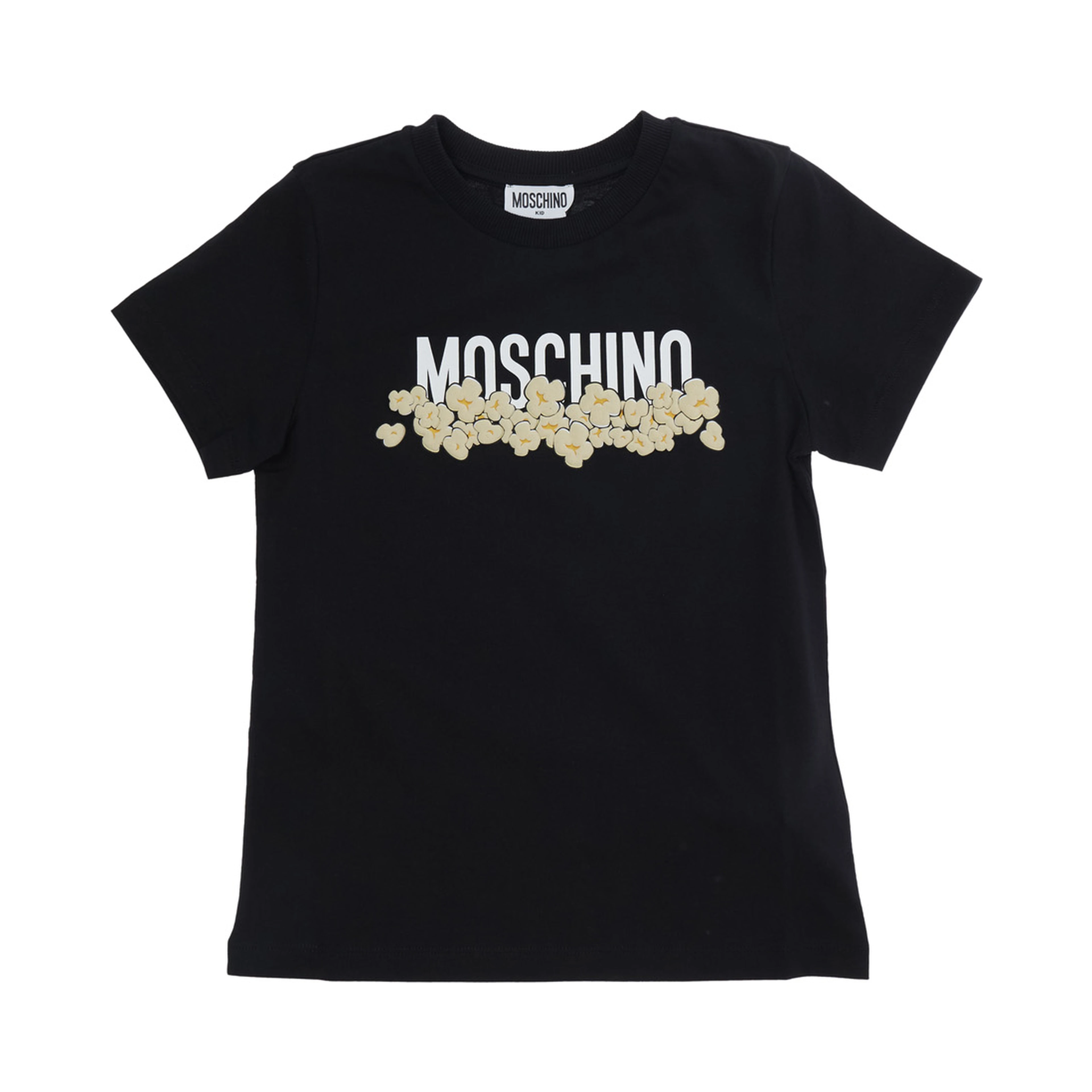 Black T-shirt with round neck and Logo lettering on the front in cotton Boy