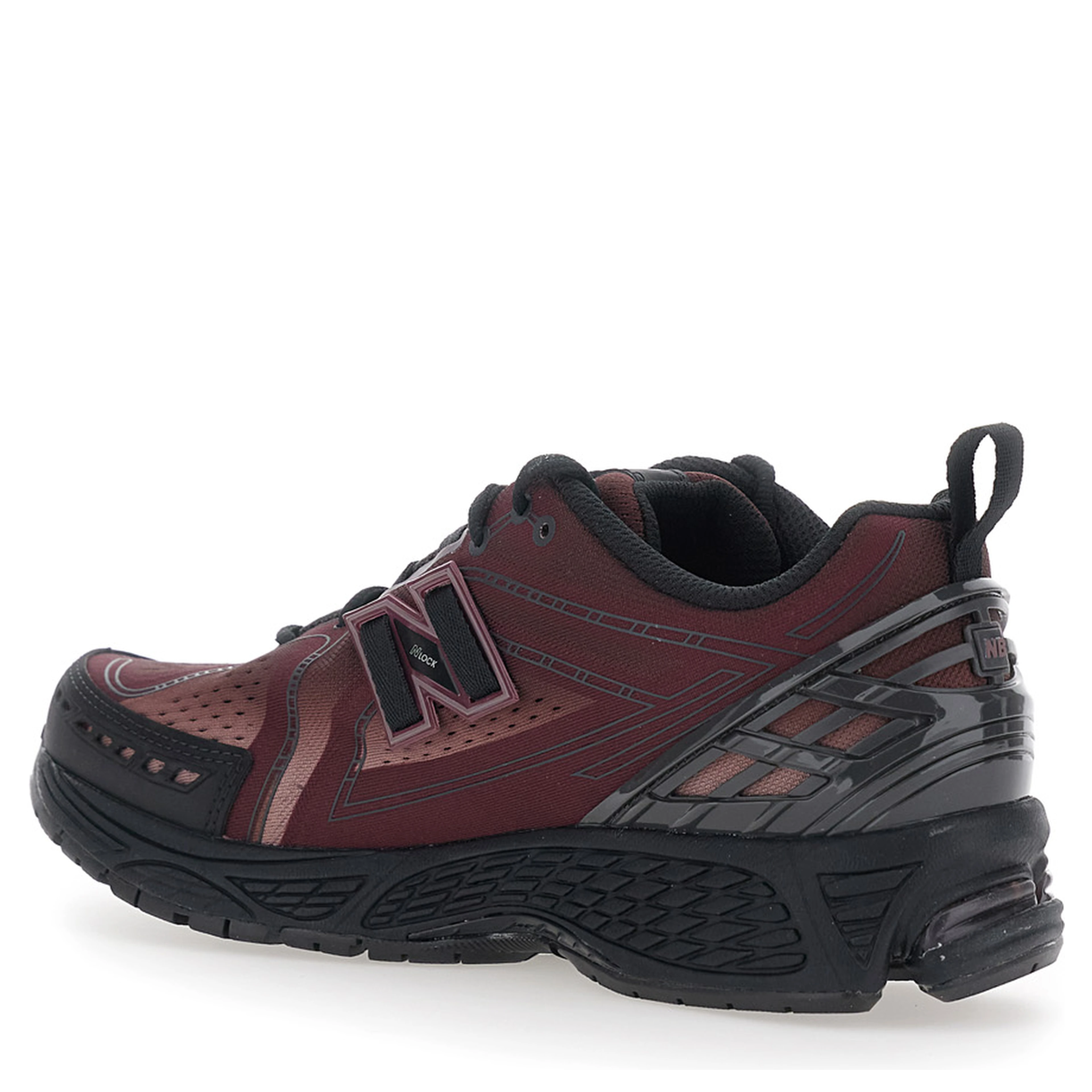 1906E Bordeaux Low Top Sneakers with Logo Patch on the Side in Leather and Fabric Unisex