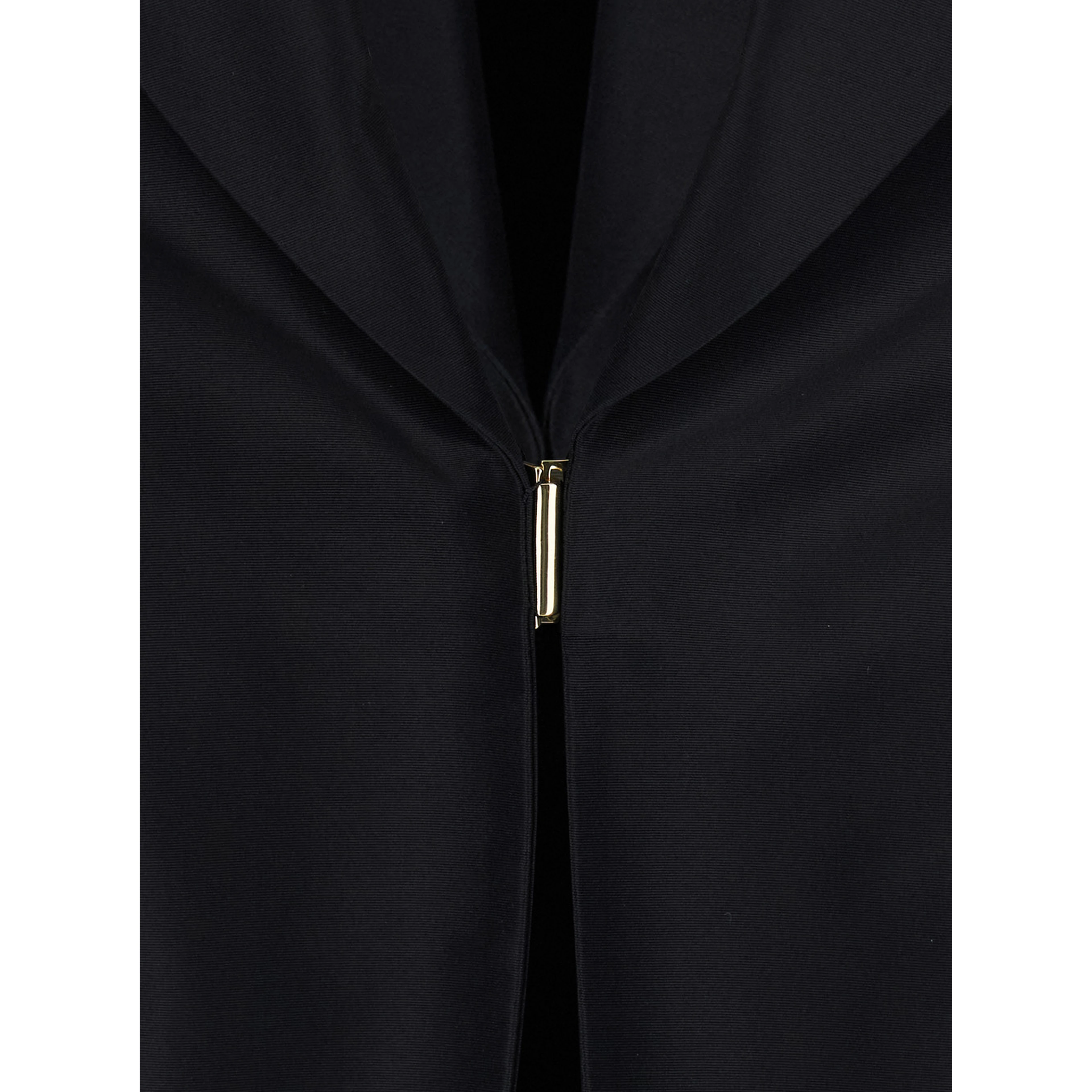 Black Single-Breasted Jacket with Peak revers and Hook Closure on the Front in Silk for Women