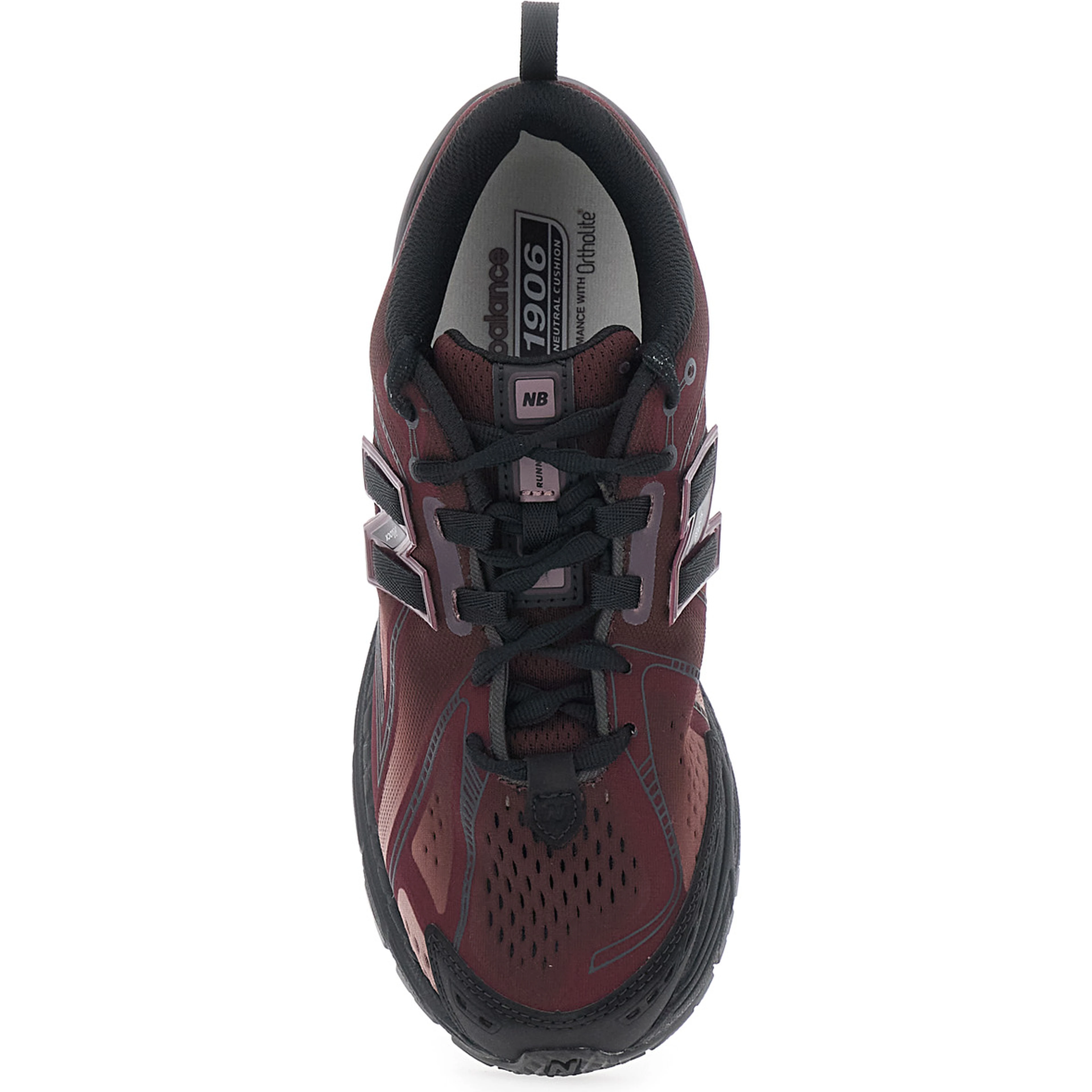 1906E Bordeaux Low Top Sneakers with Logo Patch on the Side in Leather and Fabric Unisex