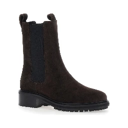 Jack Brown Boots with elasticated details on the side in suede for women