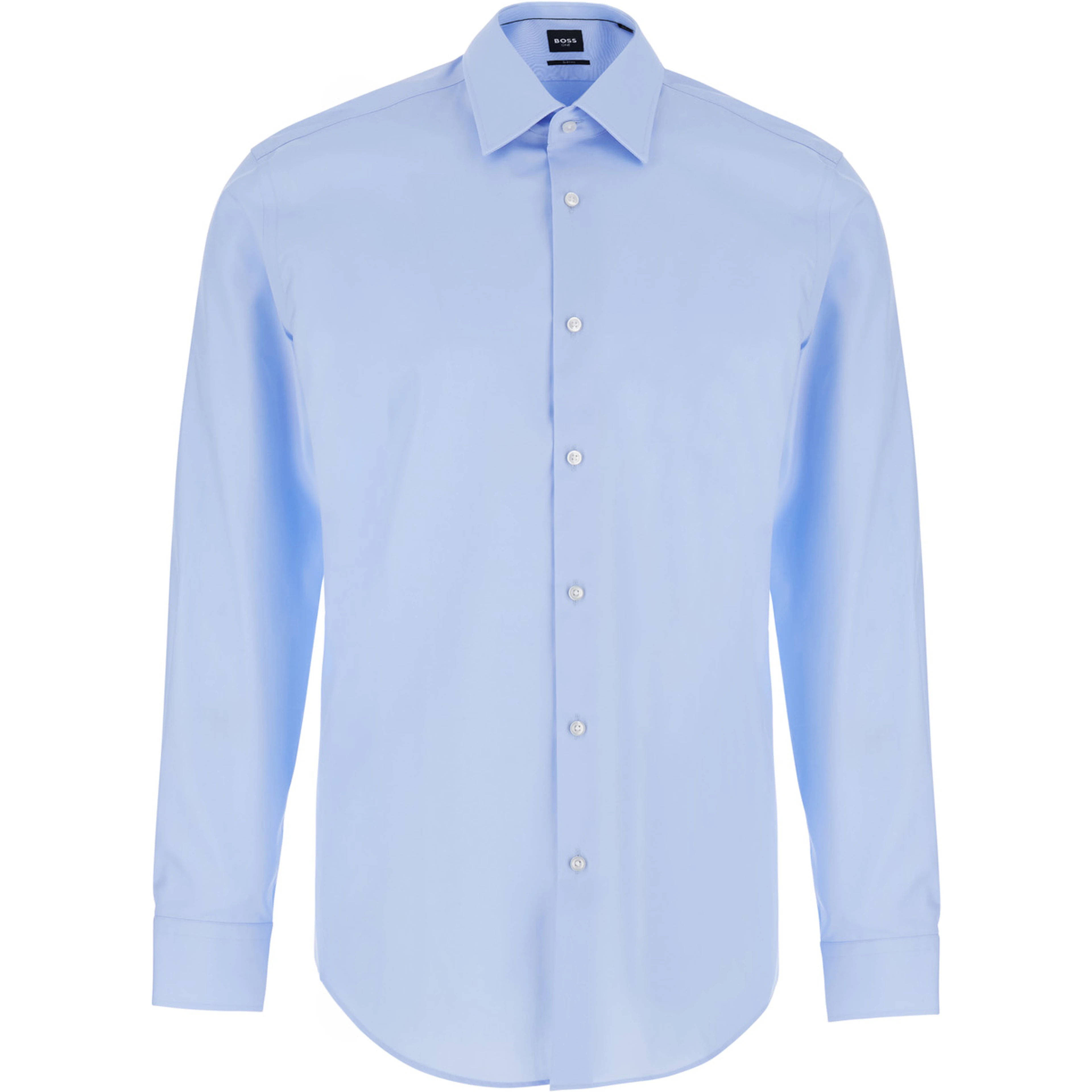 Hank Light blue shirt with classic collar and curved hem in cotton for men
