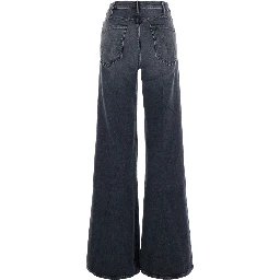 The Hustler Roller Sneak Gray Jeans with logo embroidery on the back and wide leg in denim for women