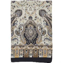 Multicolor Scarf with all-over Paisley Print in Silk for Women