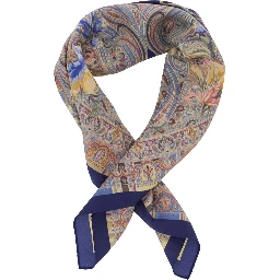 Multicolor Scarf with all-over Paisley Print in Silk for Women