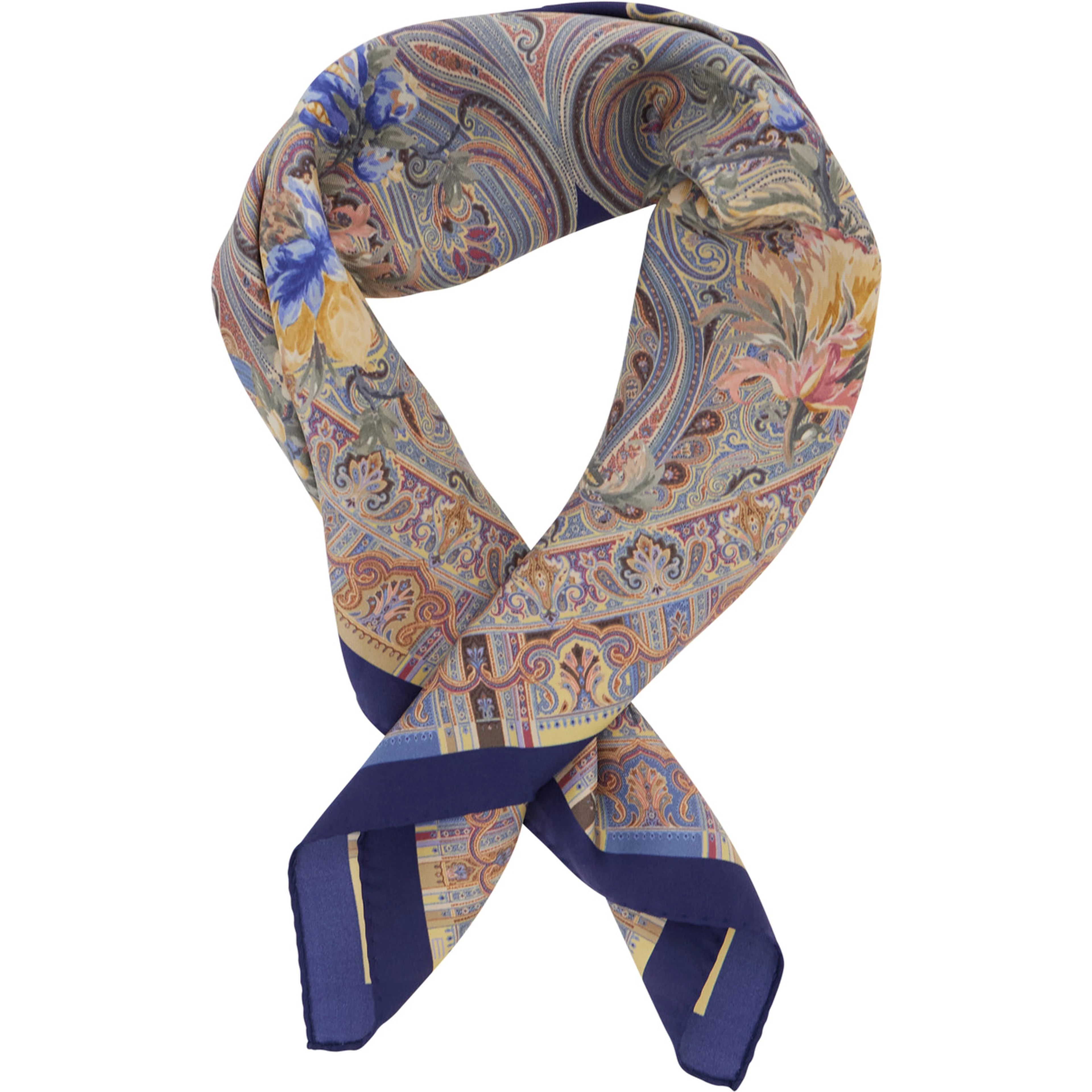 Multicolor Scarf with all-over Paisley Print in Silk for Women