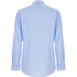 Hank Light blue shirt with classic collar and curved hem in cotton for men