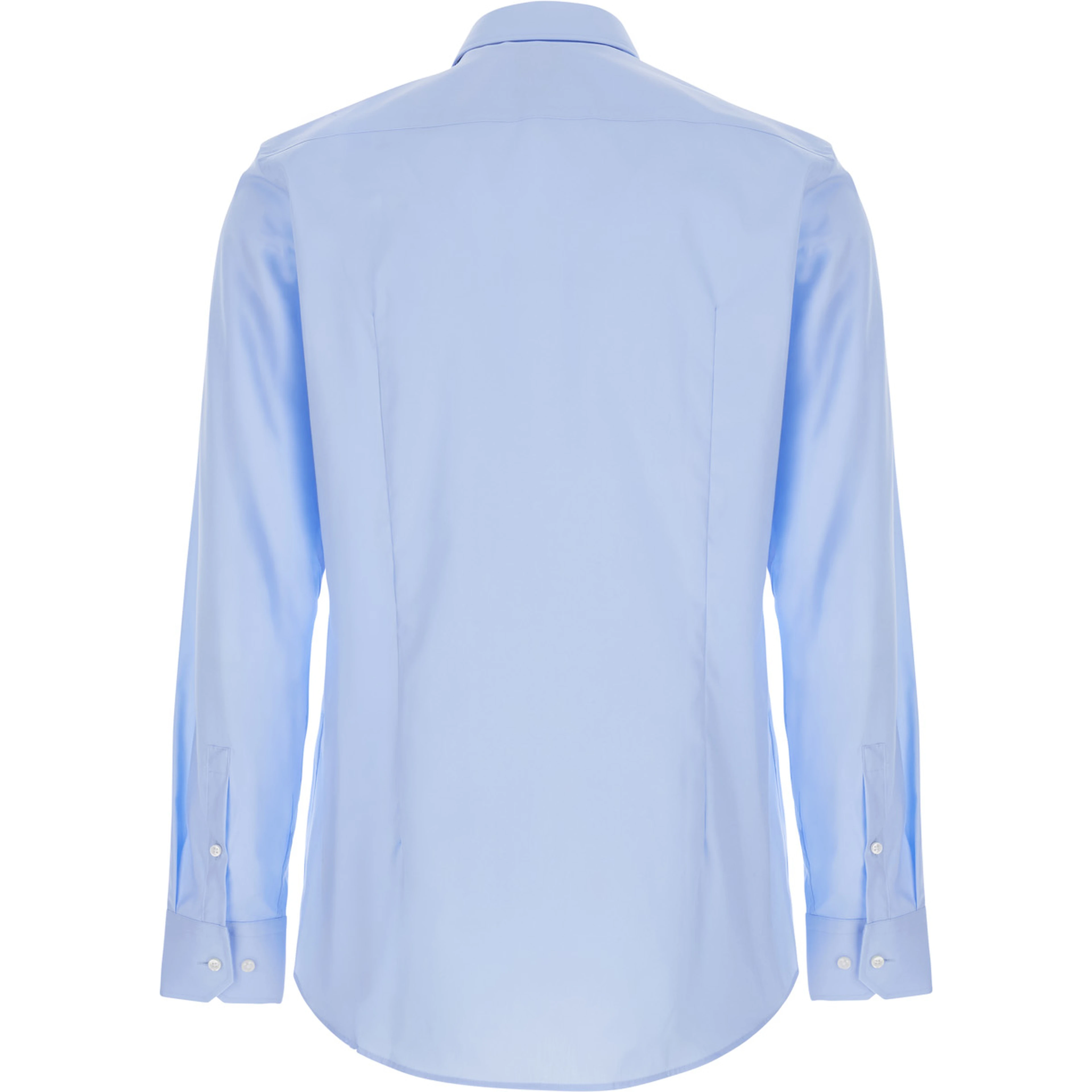 Hank Light blue shirt with classic collar and curved hem in cotton for men