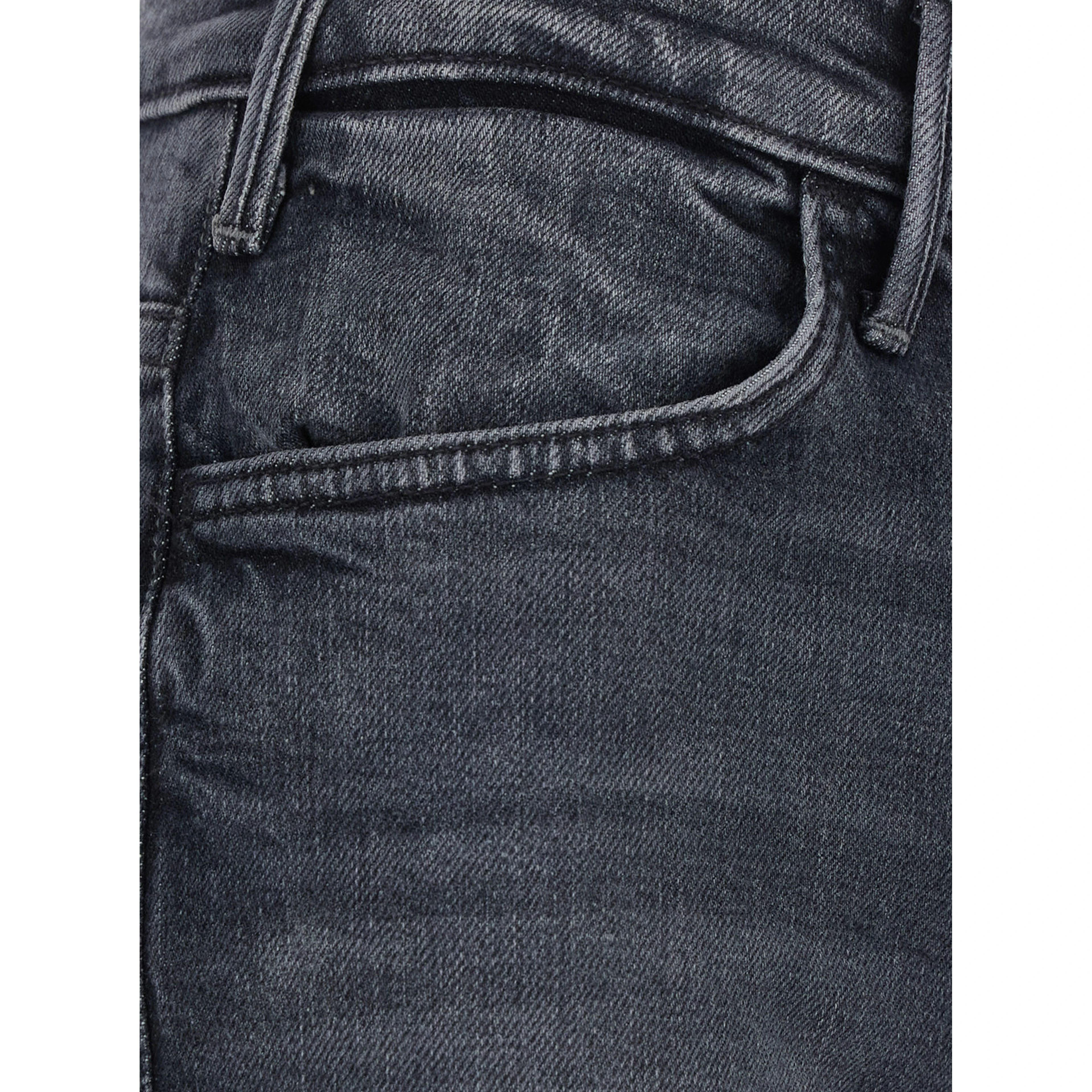 The Hustler Roller Sneak Gray Jeans with logo embroidery on the back and wide leg in denim for women